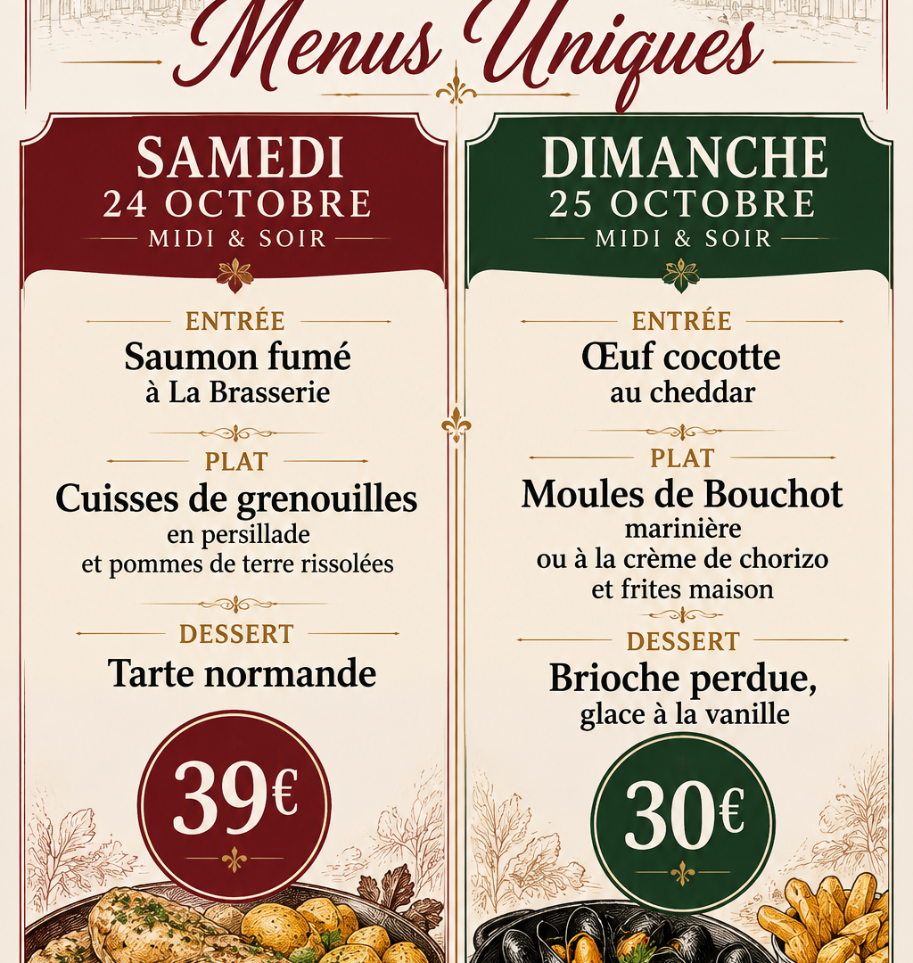 DEUX JOURS, DEUX MENUS UNIQUES À LA BRASSERIE DES HALLES